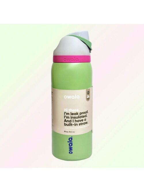 OWALA 32OZ Water Bottle With Straw, Insulated Stainless Steel Tumbler, 24hrs Cold, Lock Lid, for Sports Travel School, Style: Blue cherry