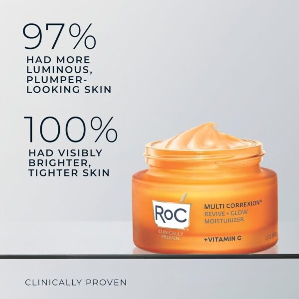 RoC Multi Correxion Revive + Glow 10% Vitamin C Moisturizer for Face, Anti-Aging Gel Cream, Instant Glow, Hypo-Allegenic, Oil-Free, 1.7 Ounces (Packaging May Vary)