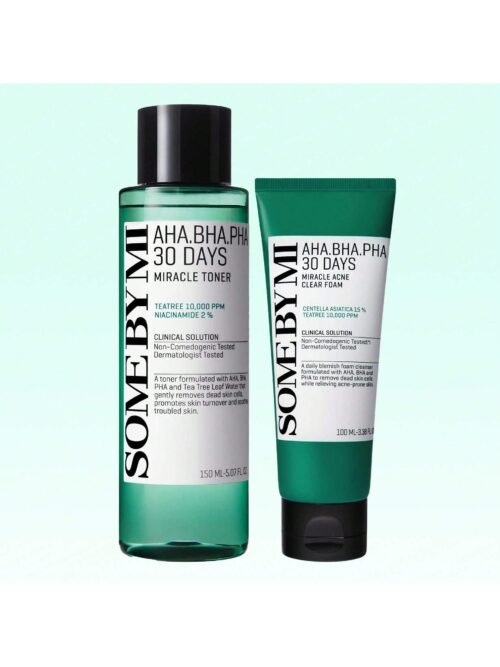 AHA BHA PHA Duo Set: Cleanser 100ml + Toner 150ml - Salicylic Acid & Niacinamide - Oil Control & pH Balancing | Hydrating Clarifying Kit | K-Beauty Skincare Set