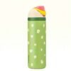 OWALA 32OZ Water Bottle With Straw, Insulated Stainless Steel Tumbler, 24hrs Cold, Lock Lid, for Sports Travel School，Green and White Flowers