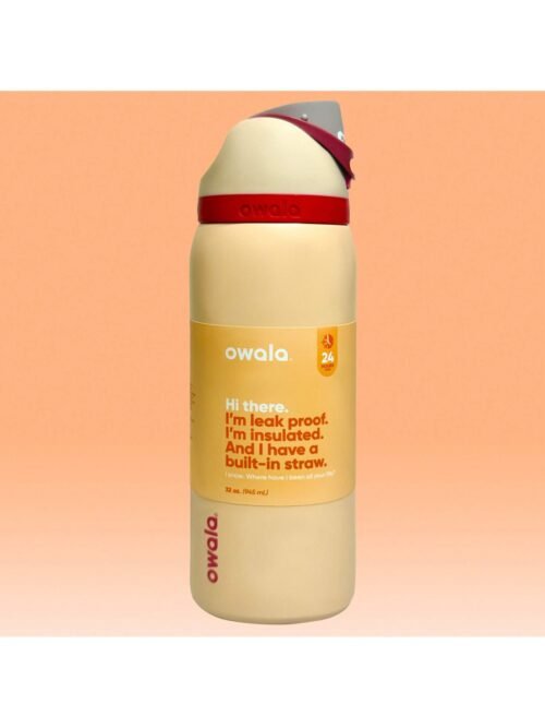 OWALA 32OZ Water Bottle With Straw, Insulated Stainless Steel Tumbler, 24hrs Cold, Lock Lid, for Sports Travel School，Color: Orange