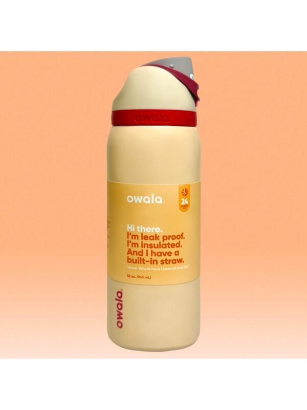 OWALA 32OZ Water Bottle With Straw, Insulated Stainless Steel Tumbler, 24hrs Cold, Lock Lid, for Sports Travel School，Color: Orange