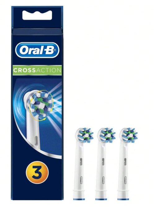 Cross Action Electric Toothbrush Replacement Brush Heads Refill, 3 Count, White
