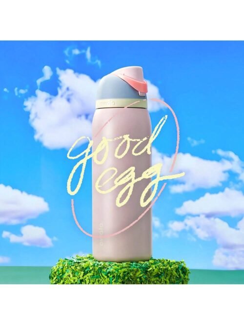 OWALA 32OZ Water Bottle With Straw, Insulated Stainless Steel Tumbler, 24hrs Cold, Lock Lid, for Sports Travel School，Color: Light pink