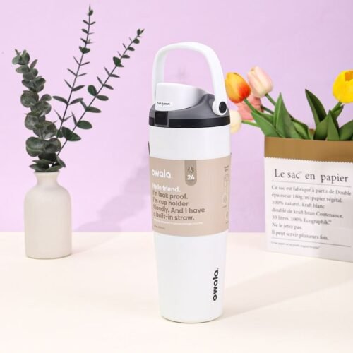 Owala FreeSip Sway Insulated Stainless Steel Water Bottle with Two-Way Spout, Built-In Straw and Bucket Handle, Made for Travel, School, and Sports, 30oz, BPA Free, Leak Proof, Beach House