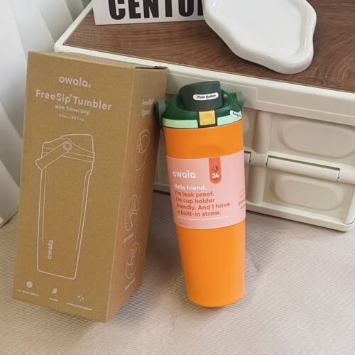 Owala FreeSip Sway Insulated Stainless Steel Water Bottle with Two-Way Spout, Built-In Straw and Bucket Handle, Made for Travel, School, and Sports, 30oz, BPA Free, Leak Proof, Beach House