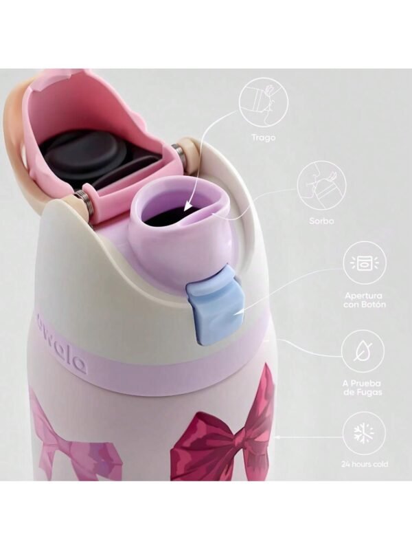 OWALA 32OZ Water Bottle With Straw, Insulated Stainless Steel Tumbler, 24hrs Cold, Lock Lid, for Sports Travel School，Style: Bow