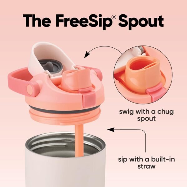 Owala FreeSip Sway Insulated Stainless Steel Water Bottle with Two-Way Spout, Built-In Straw and Bucket Handle, Made for Travel, School, and Sports, 30oz, BPA Free, Leak Proof, Sparkling Sherbet