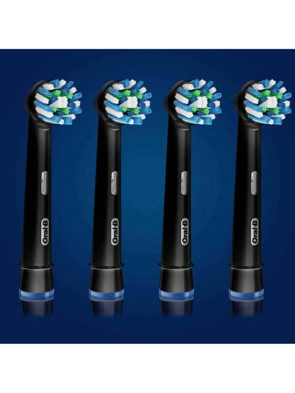 Crossaction Electric Toothbrush Replacement Brush Head Refills, Black , 4 Count
