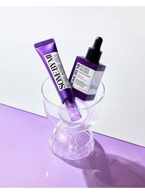 Retinol Skincare Set: Intense Reactivating Serum (30ml) + Advanced Triple Action Eye Cream (30ml) – Korean Skin Care with Bakuchiol, Smooths Skin Texture, Suitable for Daily Use