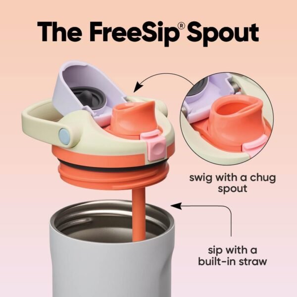 Owala FreeSip Sway Insulated Stainless Steel Water Bottle with Two-Way Spout, Built-In Straw and Bucket Handle, Made for Travel, School, and Sports, 30oz, BPA Free, Leak Proof, Beach House