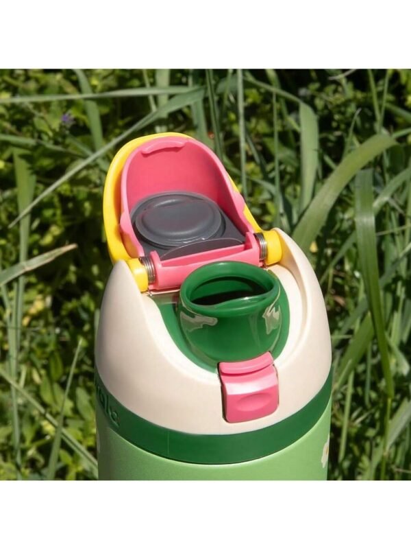 OWALA 32OZ Water Bottle With Straw, Insulated Stainless Steel Tumbler, 24hrs Cold, Lock Lid, for Sports Travel School，Green and White Flowers