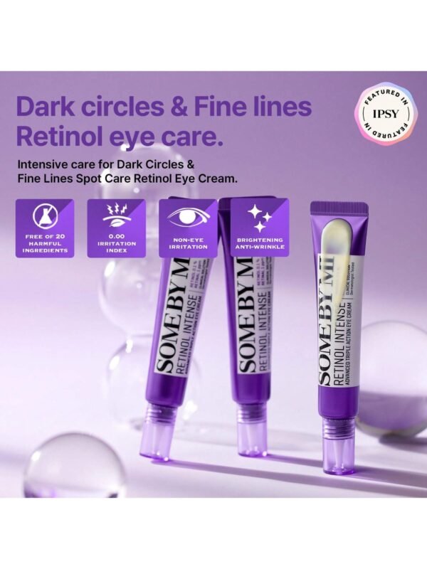Korean Retinol Eye Cream for Dark Circles & Fine Lines | Triple Action Anti-Aging Under Eye Treatment | Brightening, Smoothing Texture | Gentle Formula 30ml Jumbo Size