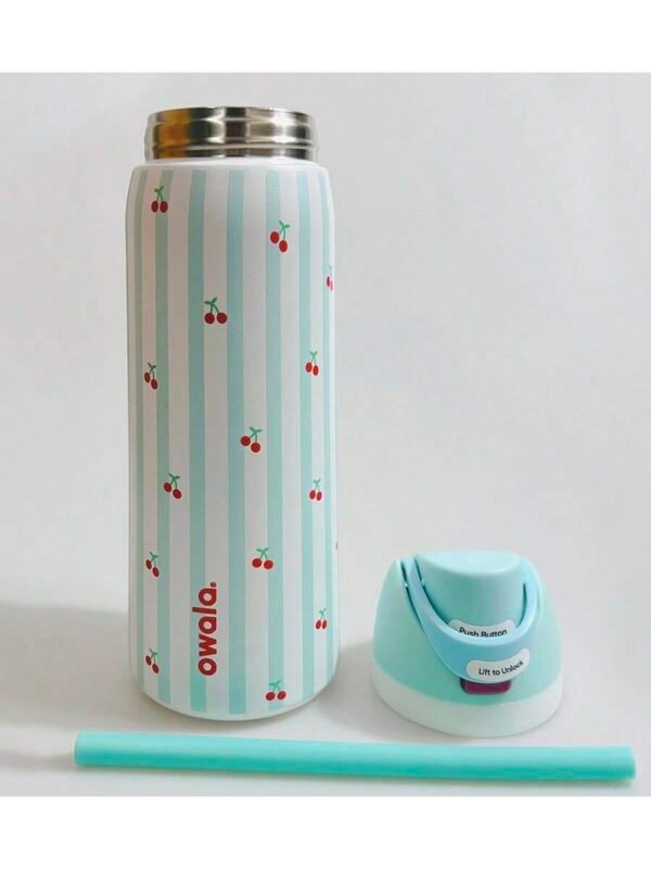 OWALA 32OZ Water Bottle With Straw, Insulated Stainless Steel Tumbler, 24hrs Cold, Lock Lid, for Sports Travel School, Style: Blue cherry