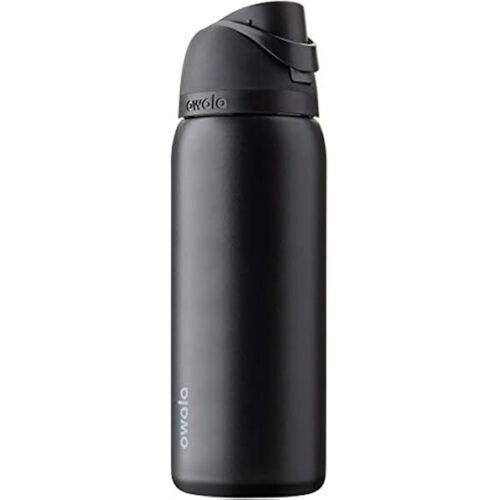 Owala FreeSip Insulated Stainless Steel Water Bottle with Straw, BPA-Free Sports Water Bottle, Great for Travel, 32 Oz, Very, Very Dark