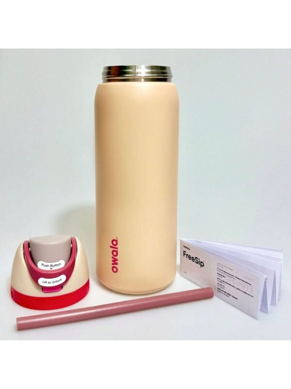 OWALA 32OZ Water Bottle With Straw, Insulated Stainless Steel Tumbler, 24hrs Cold, Lock Lid, for Sports Travel School，Color: Orange