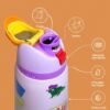 OWALA 32OZ Water Bottle With Straw, Insulated Stainless Steel Tumbler, 24hrs Cold, Lock Lid, for Sports Travel School,Style: Purple cartoon