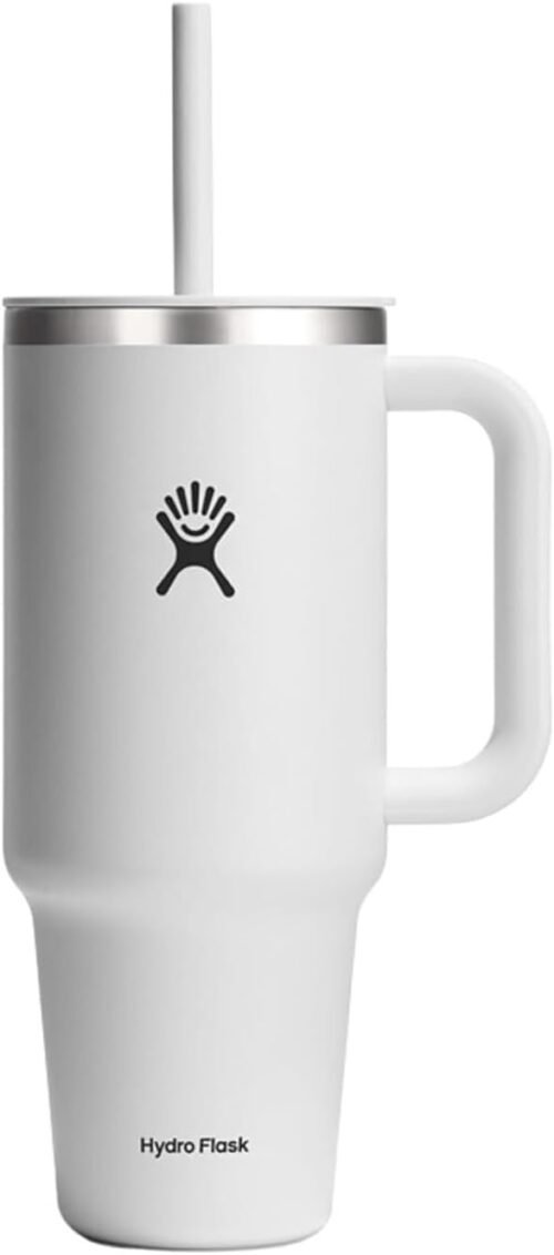 Hydro Flask Travel Tumbler with Handle, Lid and Straw - Insulated Stainless Steel in 40 Oz Trillium
