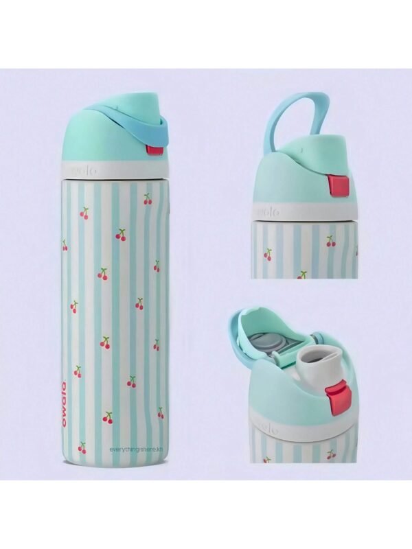 OWALA 32OZ Water Bottle With Straw, Insulated Stainless Steel Tumbler, 24hrs Cold, Lock Lid, for Sports Travel School, Style: Blue cherry