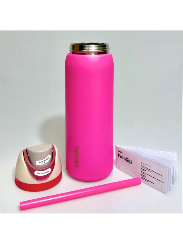 OWALA 32OZ Water Bottle With Straw, Insulated Stainless Steel Tumbler, 24hrs Cold, Lock Lid, for Sports Travel School, Style: Blue cherry