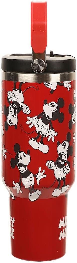 Disney Mickey Mouse All-Over Character Print Red 40 Oz Stainless Steel Water Bottle