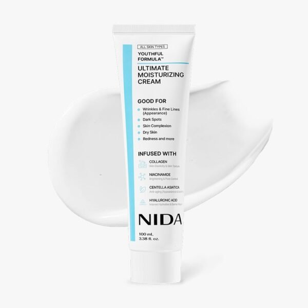 NIDA Youthful Formula™ Ultimate Moisturizing Cream | Centella Asiatica, Niacinamide, Hyaluronic Acid, Collagen | Wrinkles, Fine Lines, Dark Spots, Dry Skin, Redness | 3.38 fl. oz., 100ml (New Formula)
