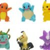 Pokémon Battle Figure 6 Pack-Features 2-Inch Pikachu, Squirtle, Charmander, Bulbasaur, Mimikyu & Toxel-Authentic Details
