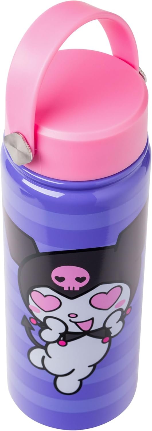 Sanrio Hello Kitty and Friends Featuring Kuromi Stainless Steel Water Bottle with Swivel Handle, 20 Ounces
