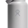 Hydro Flask Water Bottle - Insulated Stainless Steel - Wide Mouth Flex Straw Lid, Non Spill, Leakproof and Refillable in 32 Oz Beachplum