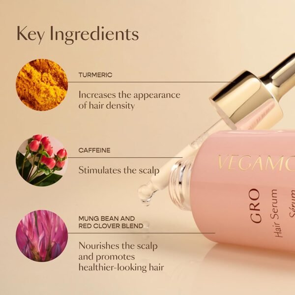 VEGAMOUR GRO Hair Serum for Hair Thinning & Shedding, Thicker Fuller Looking Hair In As Soon As 90 Days, Non Oily, Bergamot Scent, Vegan & Cruelty Free