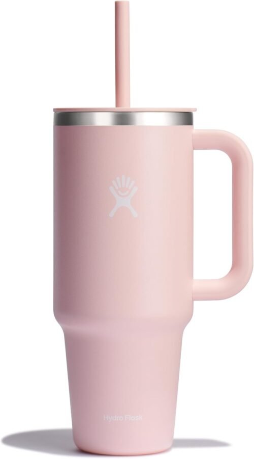 Hydro Flask Travel Tumbler with Handle, Lid and Straw - Insulated Stainless Steel in 40 Oz Trillium