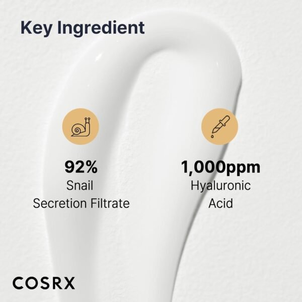 COSRX Snail Mucin 92% Face Moisturizer, Lightweight Moisturing Cream for Soft, Glowy Skin, 3.52 Oz