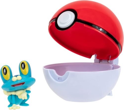 Pokémon PKW3133 - Clip'n'Go Poké Balls - Froxy & Pokéball, Official Pokéball with 5 cm Figure Red Ball