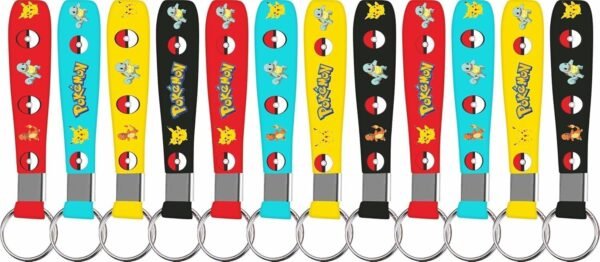 POKEMON 86PCS For Cute Birthday Party decorations Set Included 12 Bracelets, 12 Acrylic Pins, 12 Keychains, 50 Stickers, for Boys and Girls Cartoon Theme Party