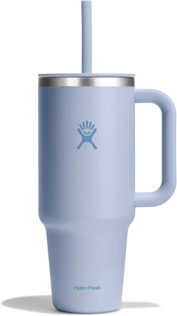 Hydro Flask Travel Tumbler with Handle, Lid and Straw - Insulated Stainless Steel in 40 Oz Trillium