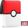 POKEMON Card Binder 4 Pocket, Trading Card Holder Fits 400 Cards With 50 Removable Sleeves, Portable Collection Card Ablum, Game Card Case book With Zipper for Gift, Red