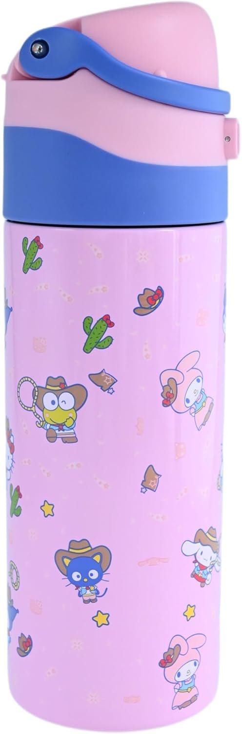 SANRIO Hello Kitty & Friends All-Over Character Print Pink 24 Oz Stainless Steel Water Bottle