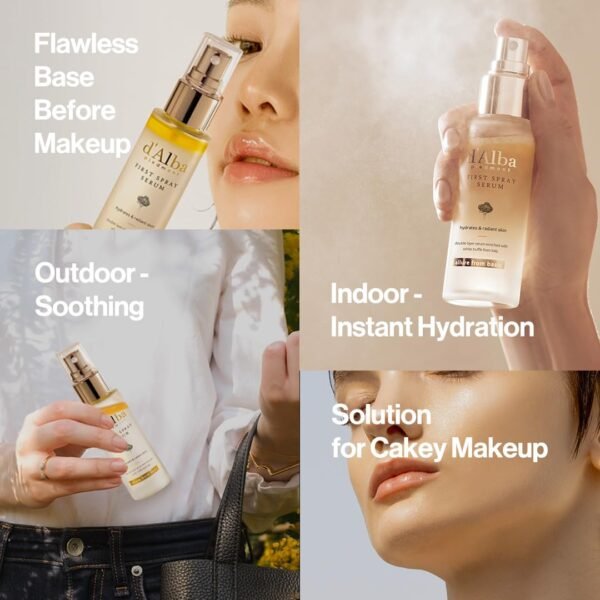 d'alba Piedmont Italian White Truffle First Spray Serum, Vegan Skin Care, Light-weight Face Moisturizer, Glow Serum for Radiant Skin, Non Comedogenic, All In One Mist, Korean Skin Care (3.38 fl oz.)