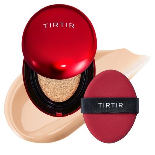 TIRTIR Mask Fit Red Cushion Foundation | Full coverage, Weightless, Skin fit, Satin Glow Finish, Korean Makeup BB Foundation, beauty, Tattoo cover up, Buildable (#23N Sand, 0.63 Fl Oz)