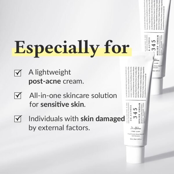 Dr.Althea 345 Relief Cream | Moisturizer for Soothing Recovery and Blemish Care with PDRN & Niacinamide | Korean Vegan Skin Care for All Skin Types, 1.69 Fl Oz (Ver.2 - Pack of 1)