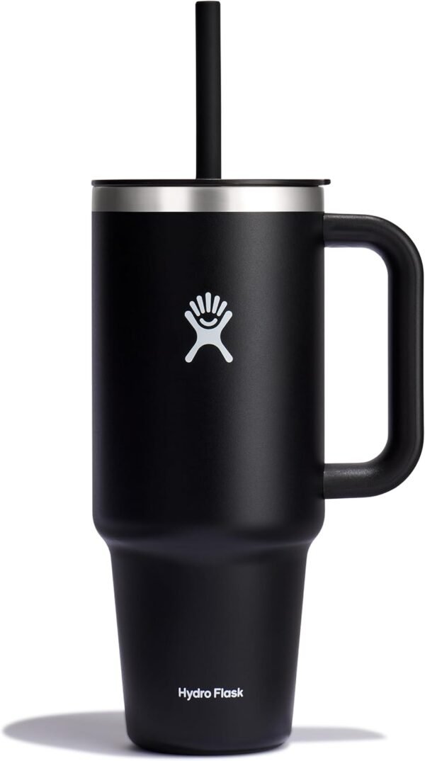 Hydro Flask Travel Tumbler with Handle, Lid and Straw - Insulated Stainless Steel in 40 Oz Trillium