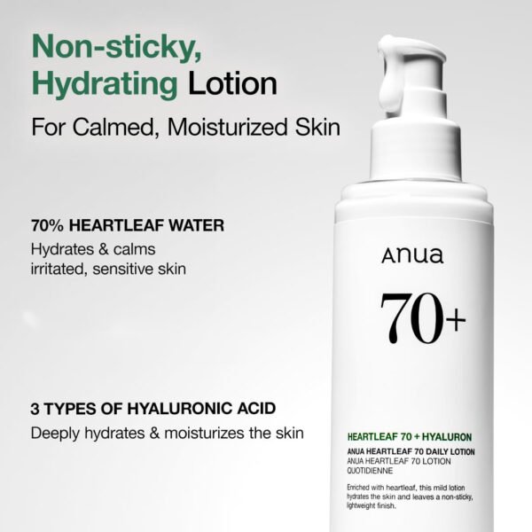 Anua Heartleaf Daily Lotion, Face Moisturizer with Hyaluronic Acid for Sensitive Skin, Lightweight, Korean Skin Care (200ml, 6.76 fl.oz.)