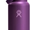 Hydro Flask Water Bottle - Insulated Stainless Steel - Wide Mouth Flex Straw Lid, Non Spill, Leakproof and Refillable in 32 Oz Beachplum