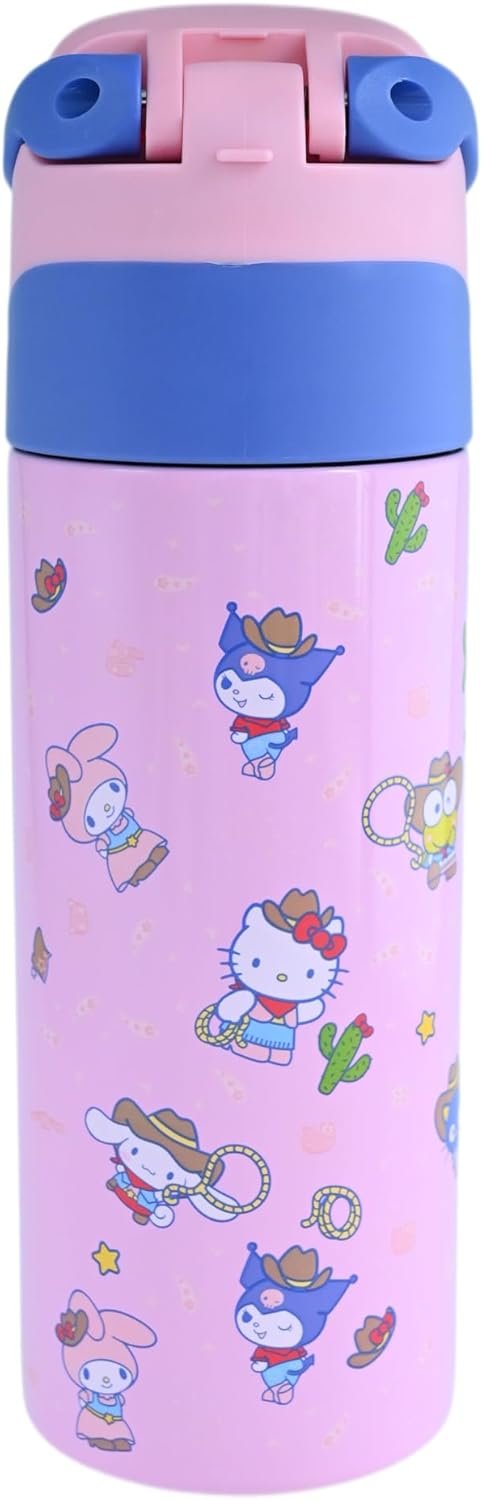SANRIO Hello Kitty & Friends All-Over Character Print Pink 24 Oz Stainless Steel Water Bottle