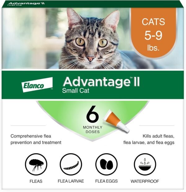 Advantage II Small Cat Vet-Recommended Flea Treatment & Prevention | Cats 5-9 lbs. | 6-Month Supply