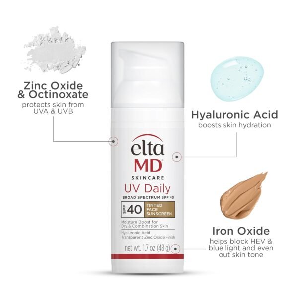 EltaMD UV Daily Face Sunscreen Moisturizer with Zinc Oxide, Daily Face Moisturizer with SPF, Great for Dry, Combination, and Normal Skin