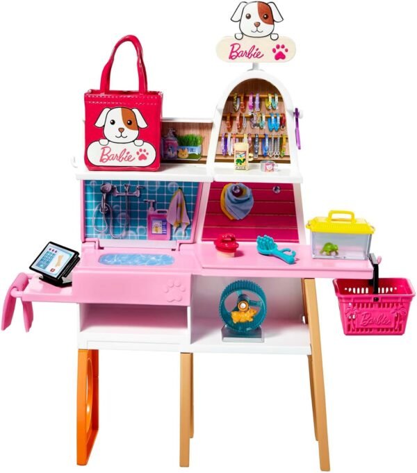 Barbie Doll (11.5-in Blonde) and Pet Boutique Playset with 4 Pets, Color-Change Grooming Feature and Accessories, Great Gift for 3 to 7 Year Olds