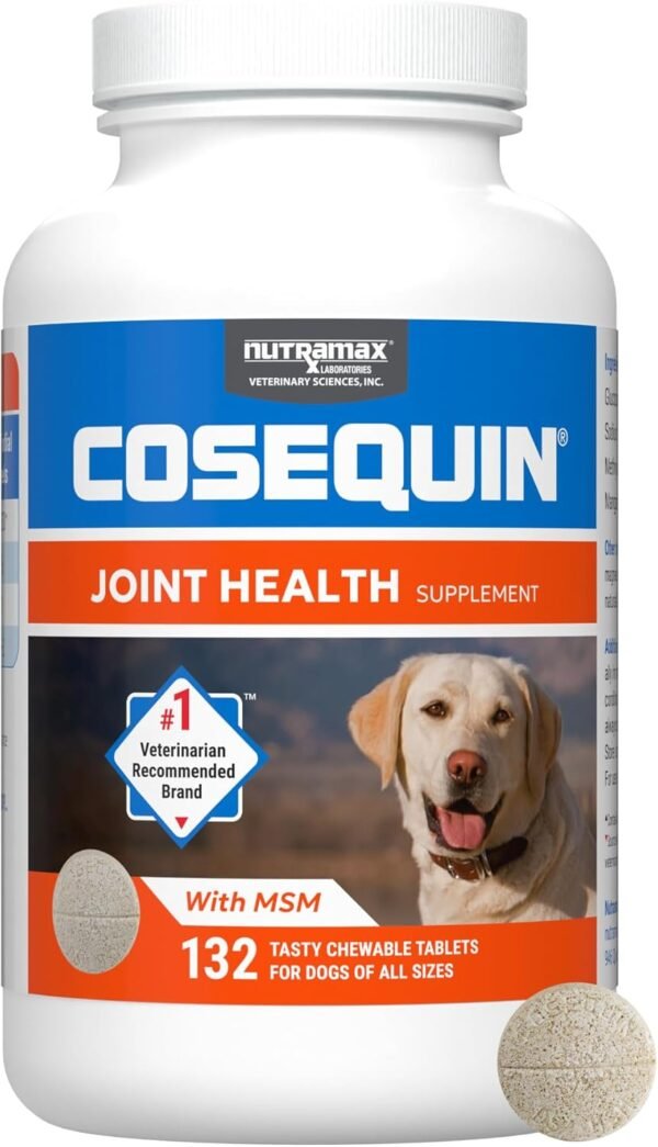 Nutramax Laboratories Cosequin for Dogs Joint Health Supplement, Contains Glucosamine for Dogs, Plus Chondroitin and MSM, Supports Healthy Joints, For All Breeds and Sizes, Chewable Tablets, 132 Count