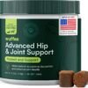 Wuffes Advanced Dog Hip and Joint Supplement with Glucosamine, Chondroitin, Omega 3, MSM, and Green Lipped Mussel, 60 Pork Flavored Chews for Small and Medium Dog Breeds