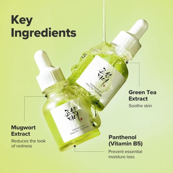 Beauty of Joseon Calming Serum Green Tea Panthenol Soothing, Moisturizing Sensitive, Acne-Prone, UV Irritated Skin, Daily Korean Skin Care for Men and Women, 30ml 1 fl.oz
